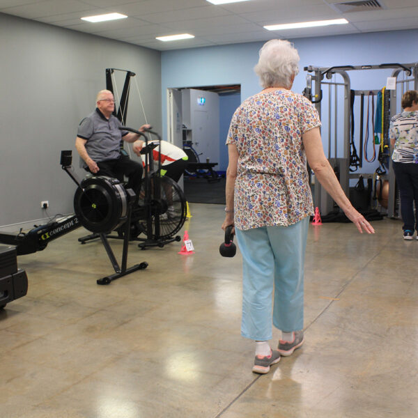 Eldery lady balancing falls prevention