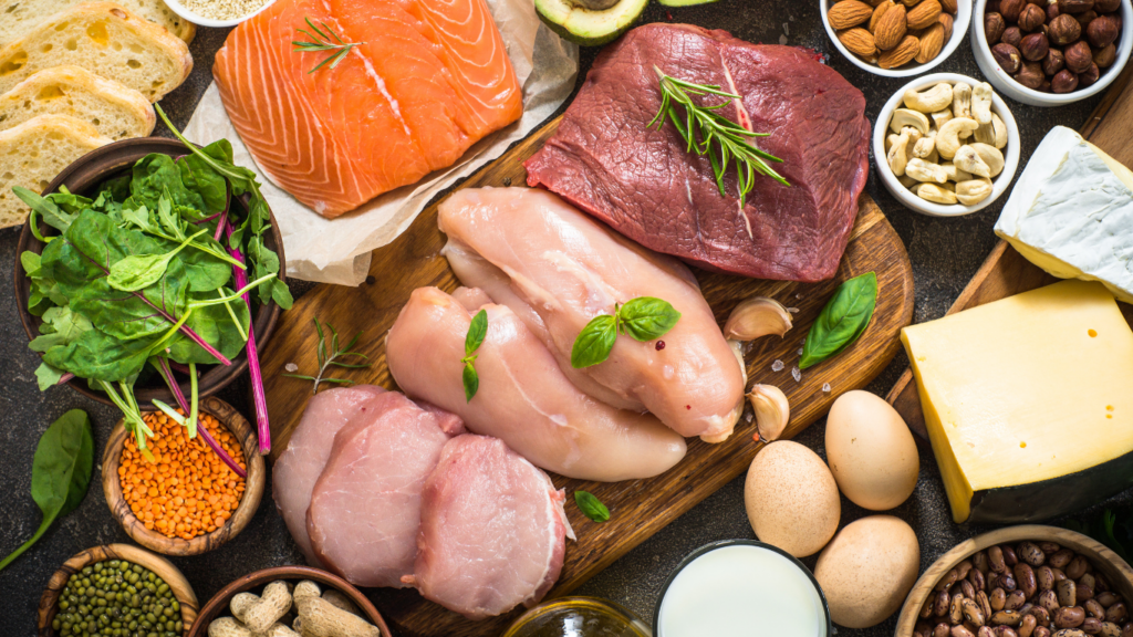 Assorted protein foods